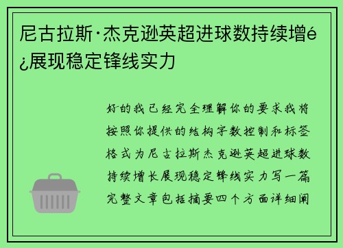 尼古拉斯·杰克逊英超进球数持续增长展现稳定锋线实力